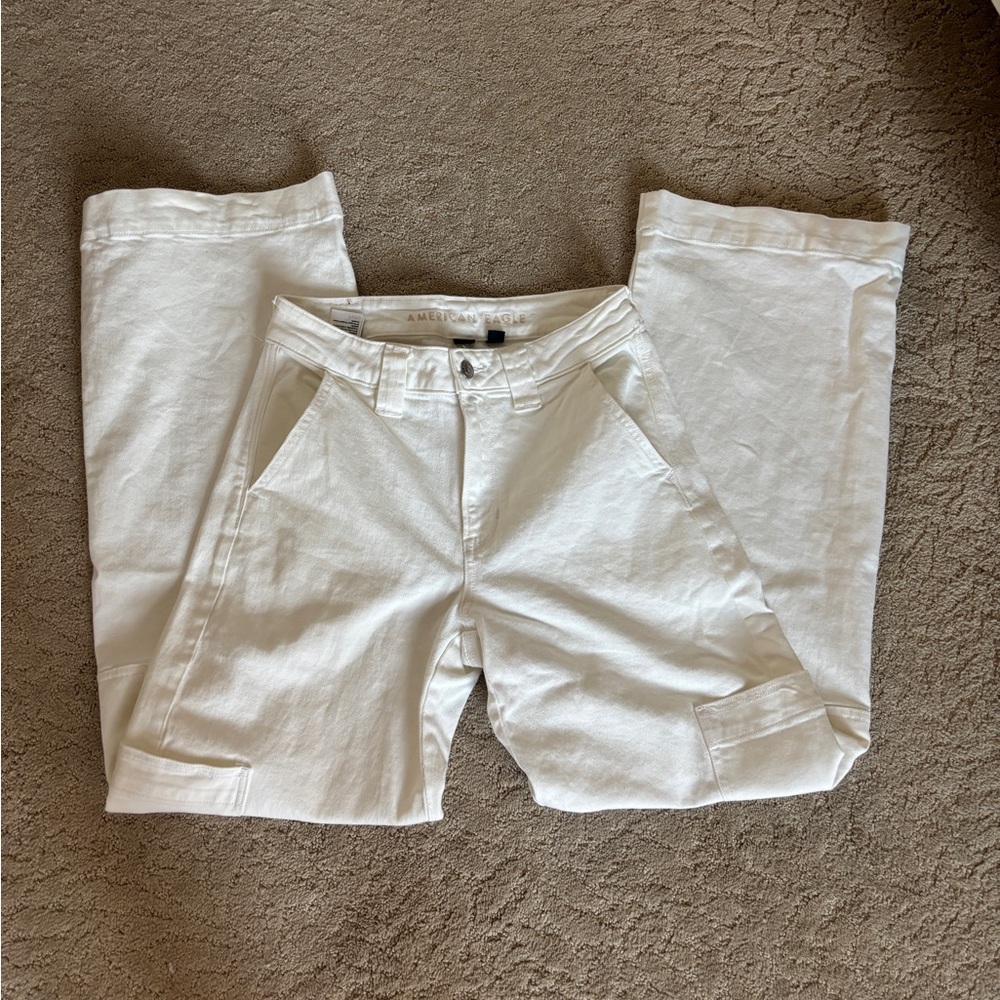 White Cargo Wide Leg Jeans